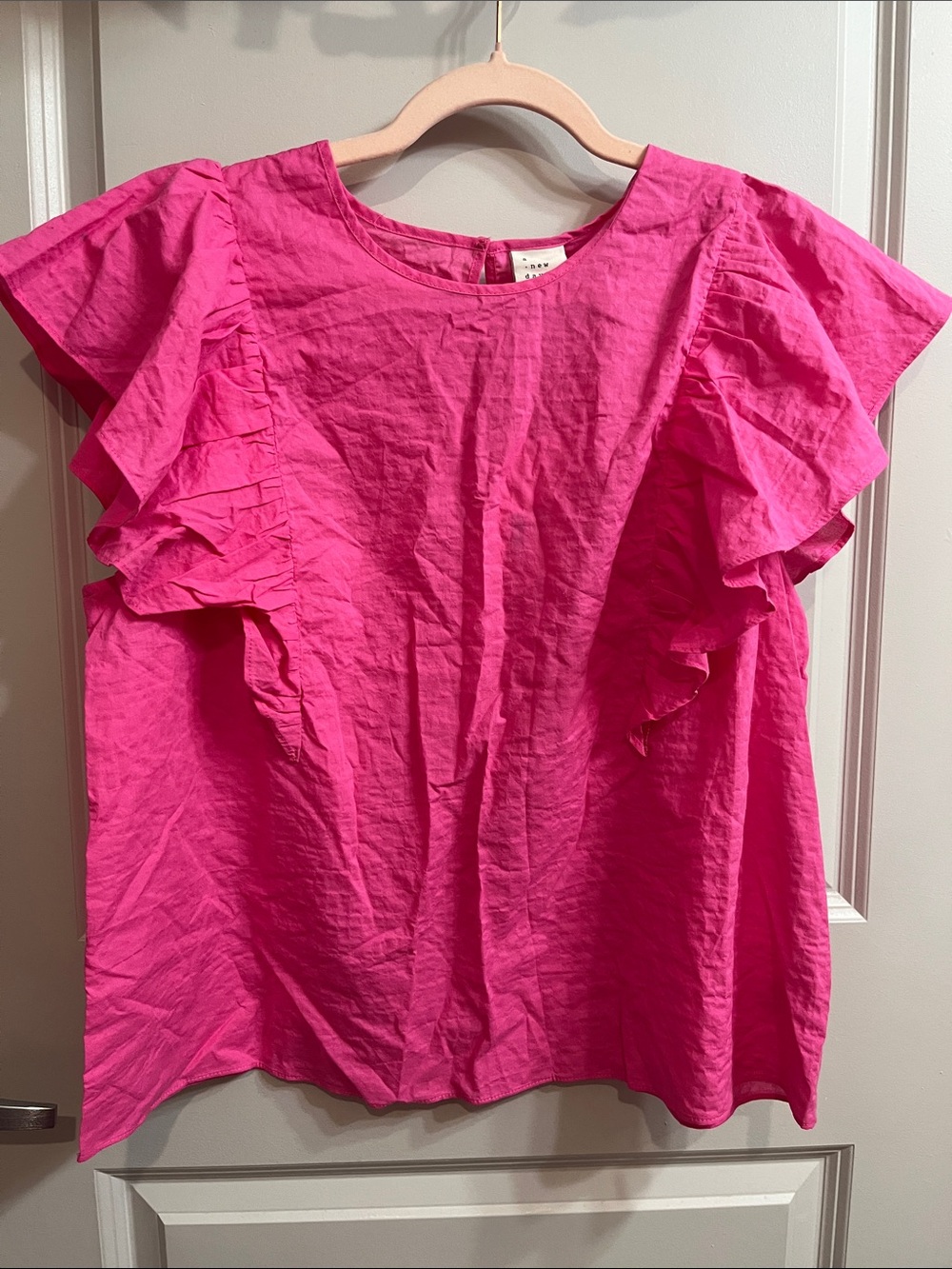 a new day Ruffle Sleeve Blouse in Hot Pink